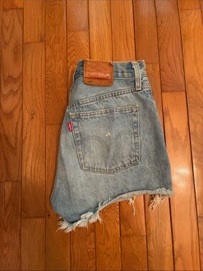 Levi's Light Blue Denim Cutoff Shorts with Frayed Edge